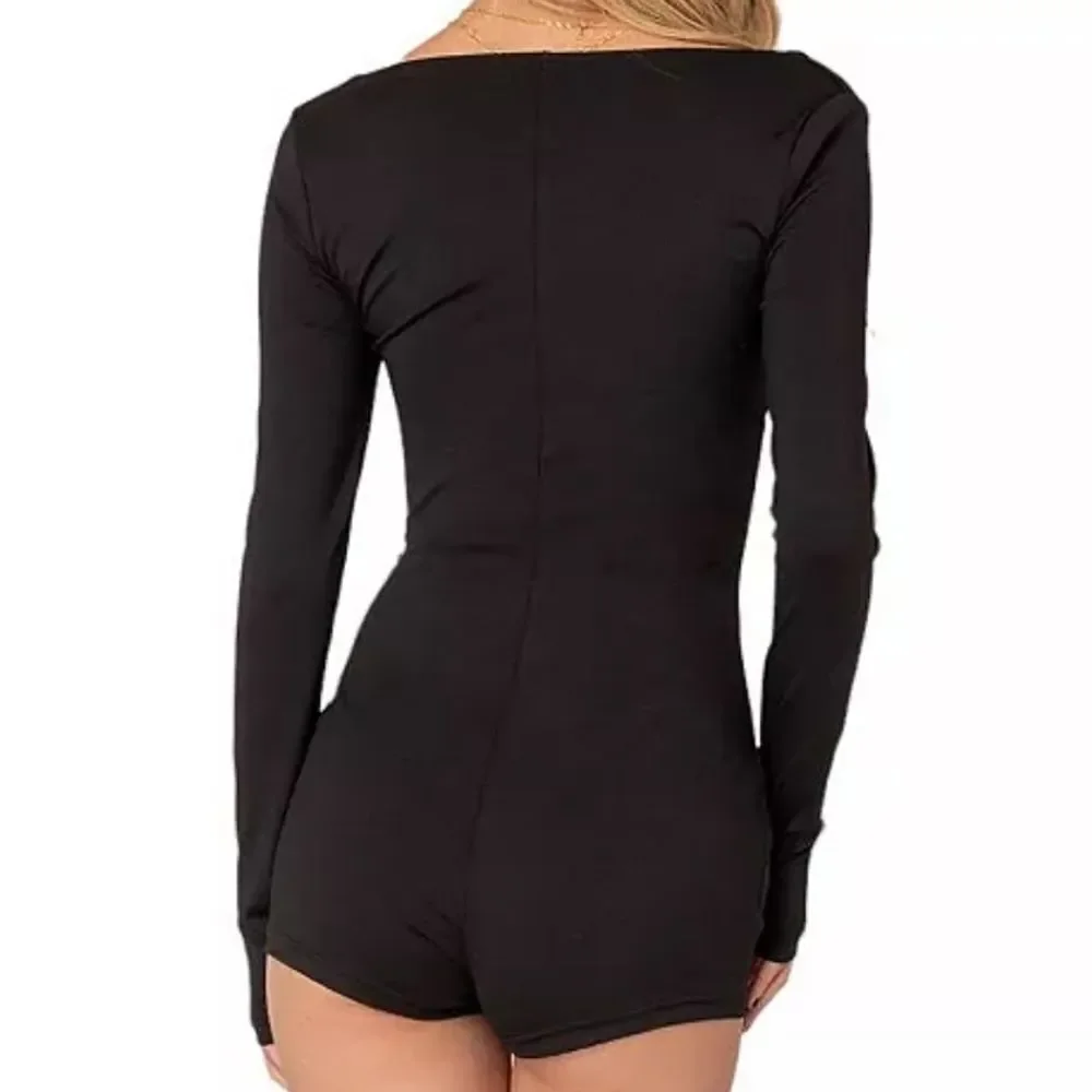 Edikted Sugar Long Sleeve Romper Black Size Small New - Picture 15 of 16